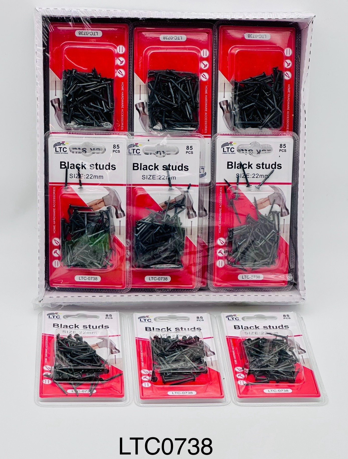 85 Pcs 22mm Black Studs-LTC-0738